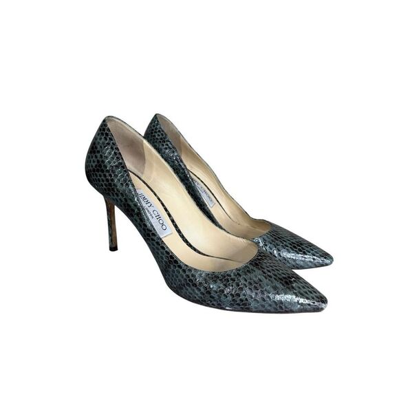 Jimmy Choo Two Tone Snakeskin Python Leather Abel Heels 38.5 Pumps - Picture 6 of 10